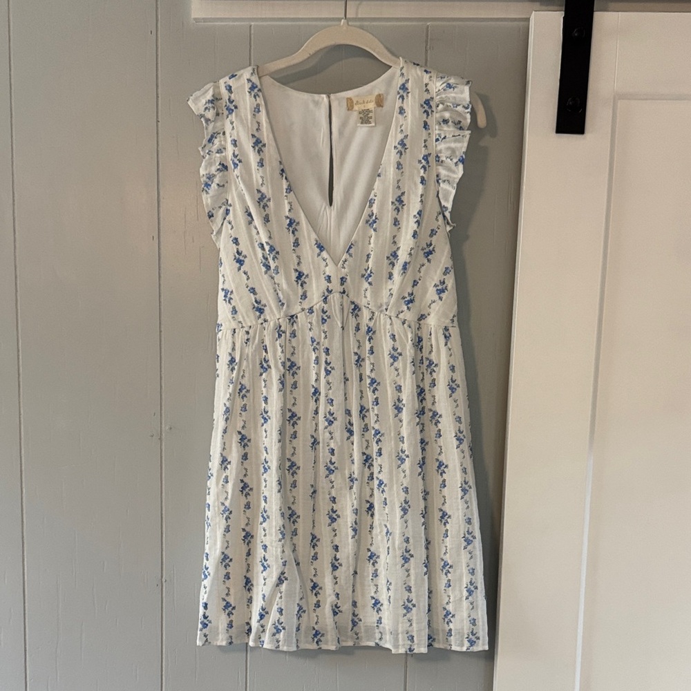 Altar’d State Floral White and Blue Mini Summer Dress size L